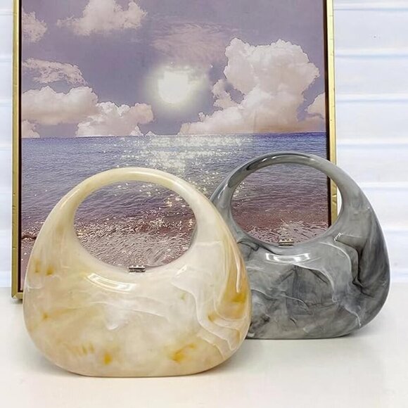 NEW CREAM ACRYLIC MINAUDIERE MINI BAG - Picture 5 of 6